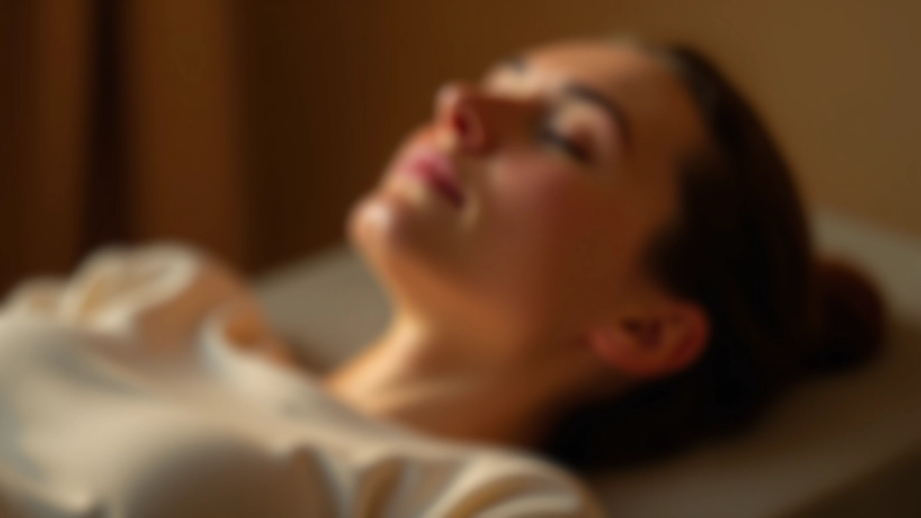 Žena v lektvaru leží během meditační seance se zavřenýma očima a usmívá se